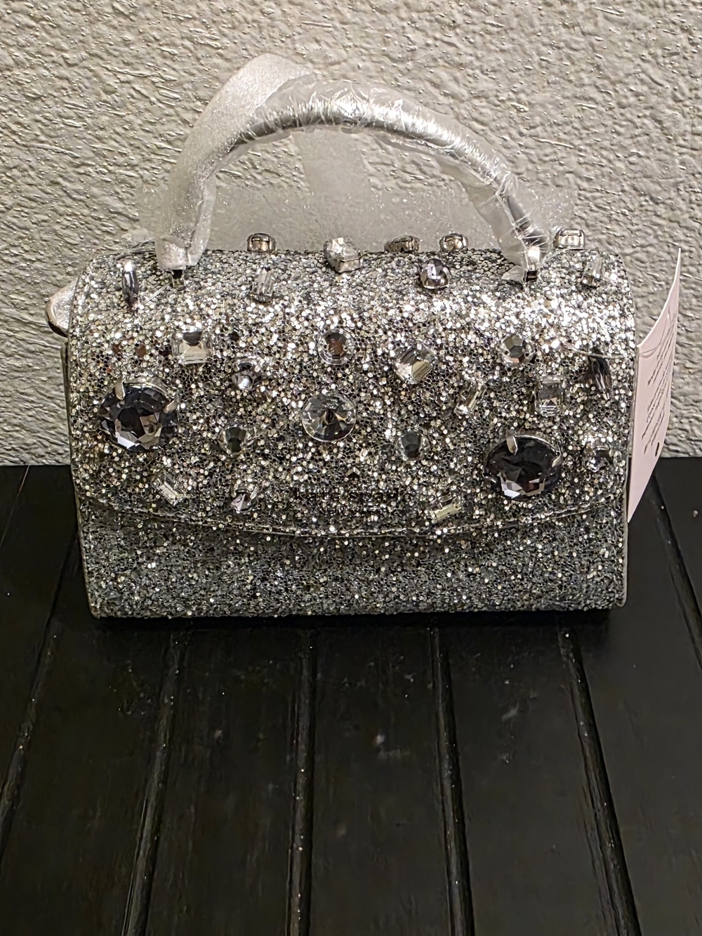 kate spade Silver Crystal-Embellished Mini Top Handle Bag